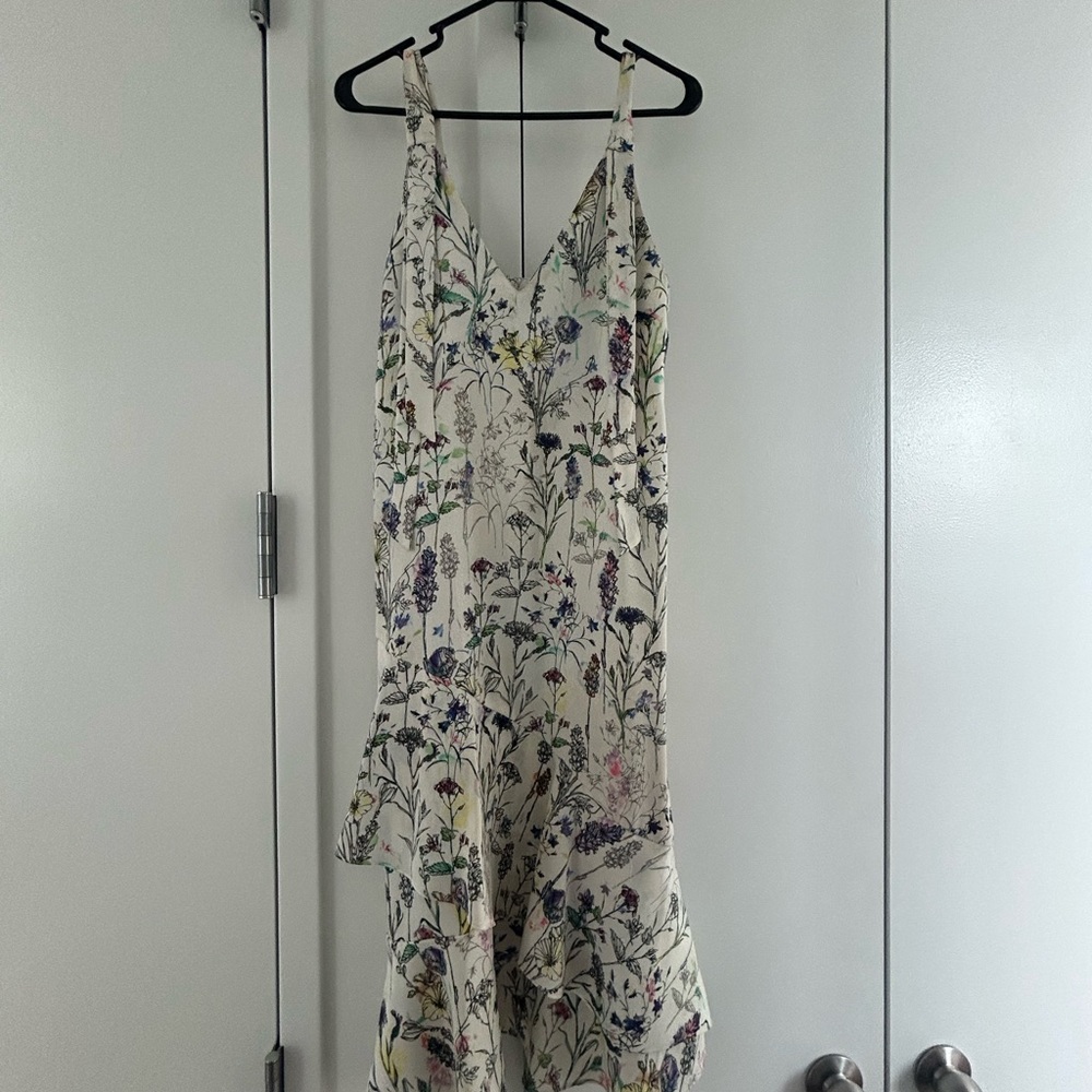 H&M Cream Floral Midi Dress